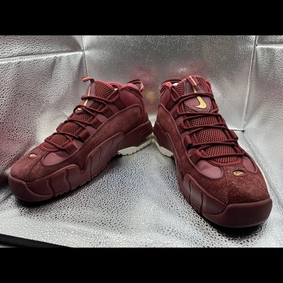 RARE 🚀 Size 9.5 - Nike Air Max Penny 1 Red Maroon White Gold 685153-601 - Picture 3 of 10